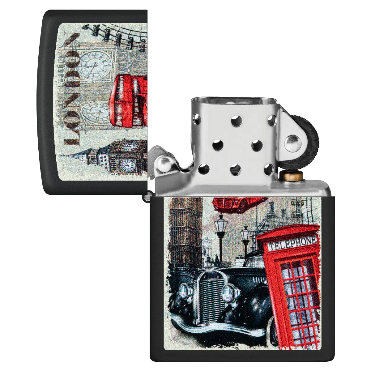 Zippo Lighter: London, England Design - Black Matte 46078 - Image 4