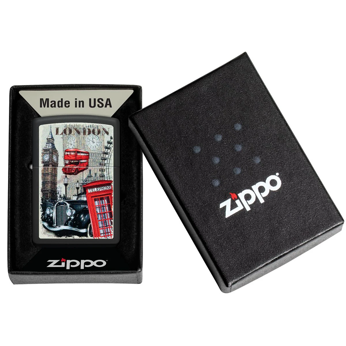Zippo Lighter: London, England Design - Black Matte 46078 - Image 6