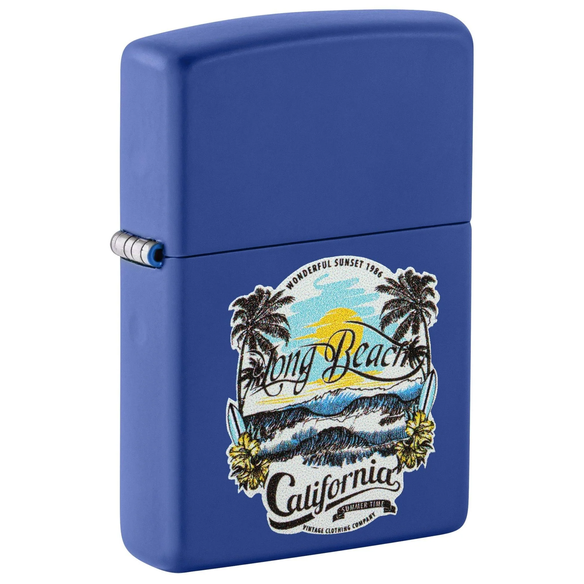 Zippo Lighter: Long Beach, California Design - Royal Blue Matte 46080