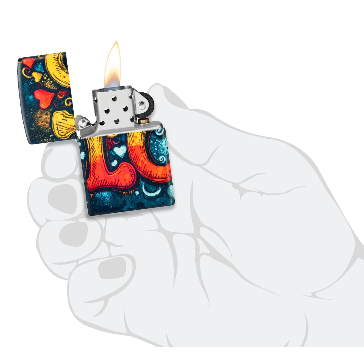 Zippo Lighter: Love Mural Design - 540 Color 46283 - Image 9