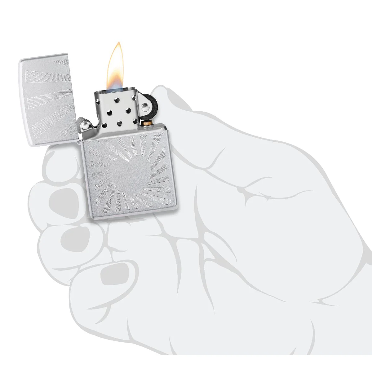 Zippo Lighter: Love Radiates Design, Engraved - Satin Chrome 46480 - Image 5