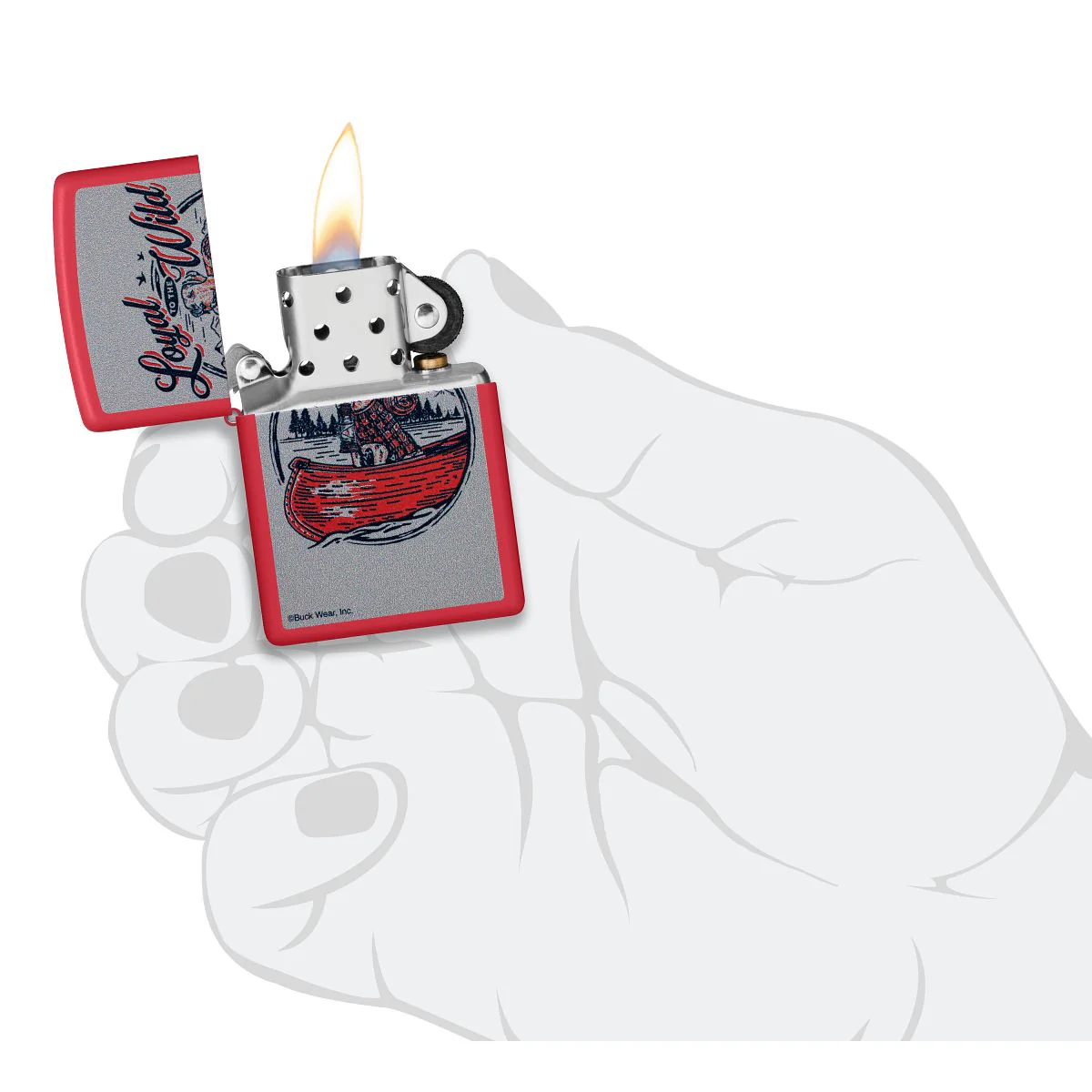 Zippo Lighter: Loyal to the Wild by Buck Wear - Red Matte 46591 - Image 5