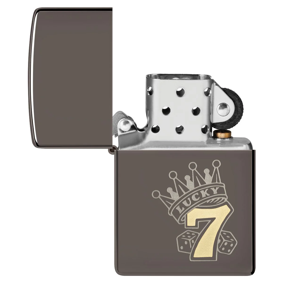 Zippo Lighter: Lucky 7 Gambling, Engraved - Black Ice 48913 - Image 4