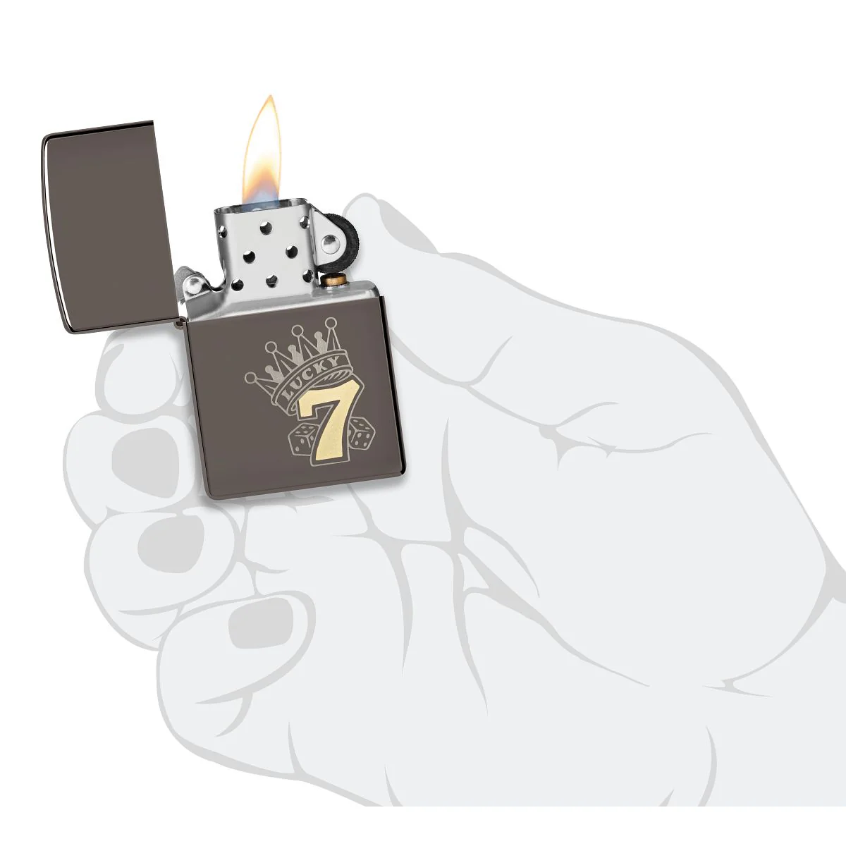 Zippo Lighter: Lucky 7 Gambling, Engraved - Black Ice 48913 - Image 5