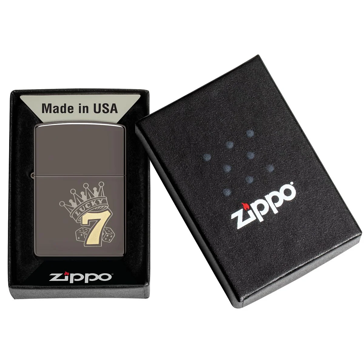 Zippo Lighter: Lucky 7 Gambling, Engraved - Black Ice 48913 - Image 6