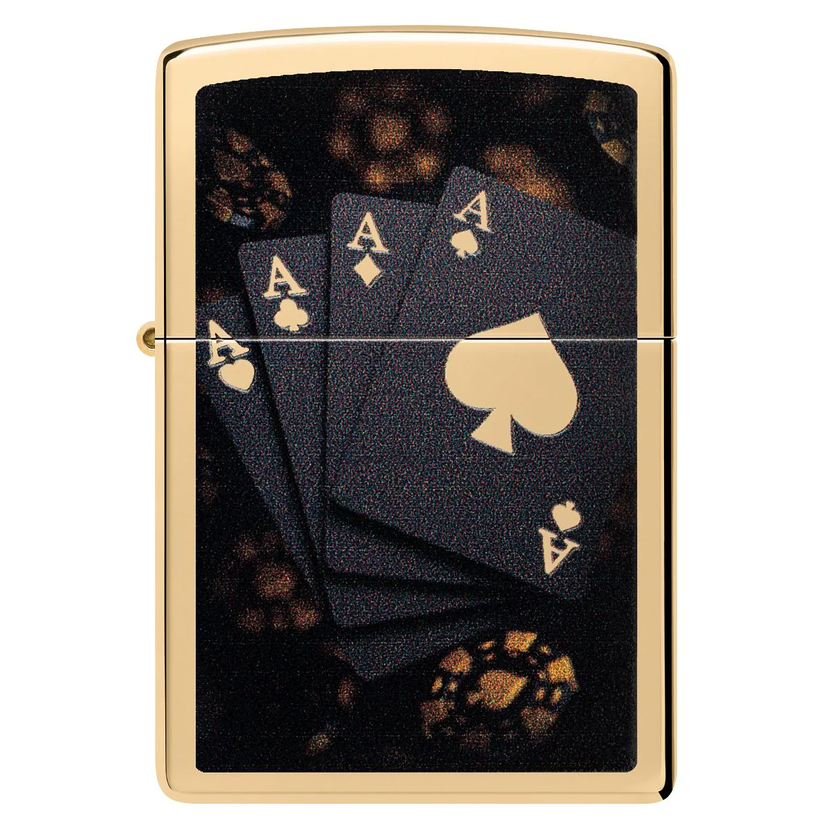 Zippo Lighter: Lucky Aces Design - High Polish Brass 47141 - Image 2