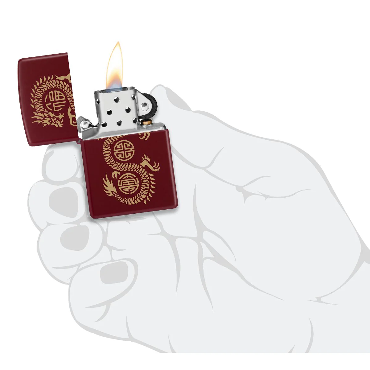 Zippo Lighter: Lucky Dragon, Engraved - Merlot 46834 - Image 5