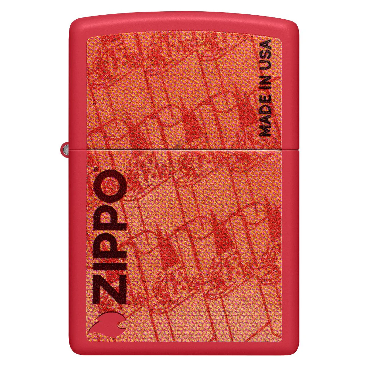 Zippo Lighter: Made in USA Design - Red Matte 46487 - Image 2