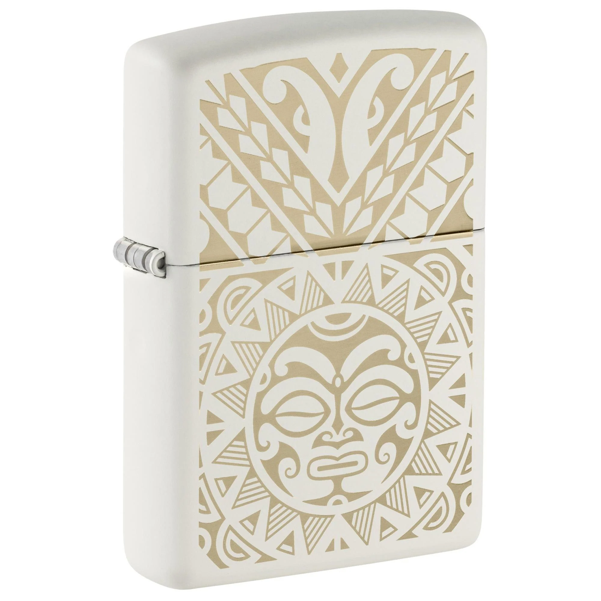 Zippo Lighter: Maori Tattoo Design - White Matte 46096
