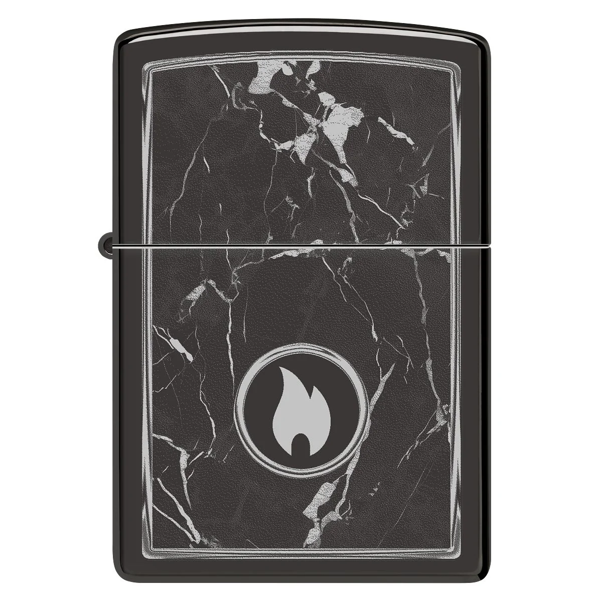 Zippo Lighter: Marble Flame Design, Photo Image - High Polish Black 46571 - Image 2