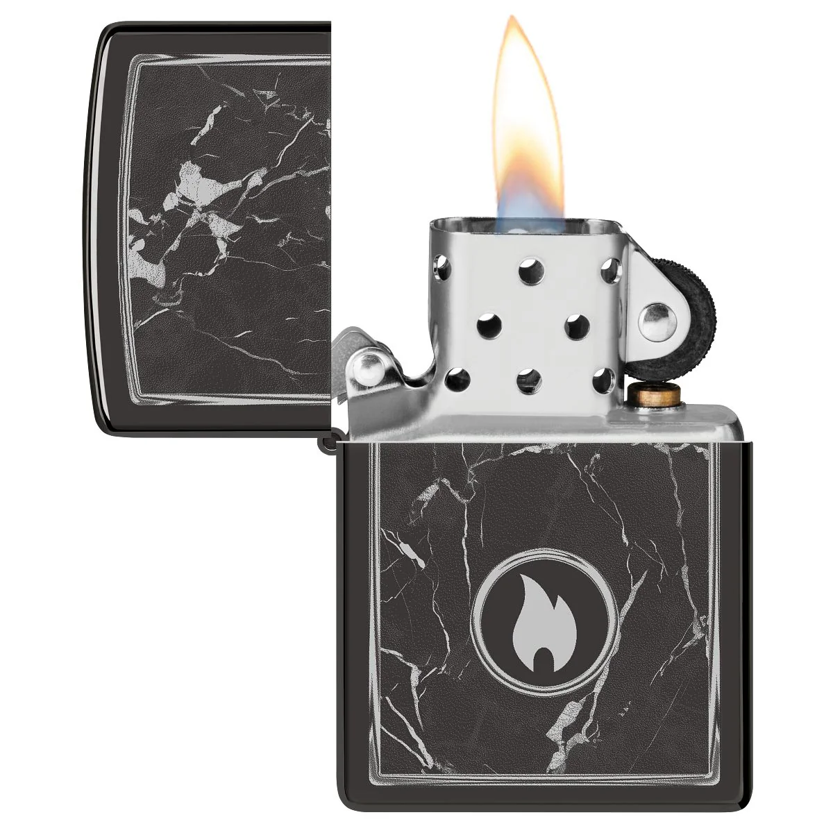 Zippo Lighter: Marble Flame Design, Photo Image - High Polish Black 46571 - Image 3