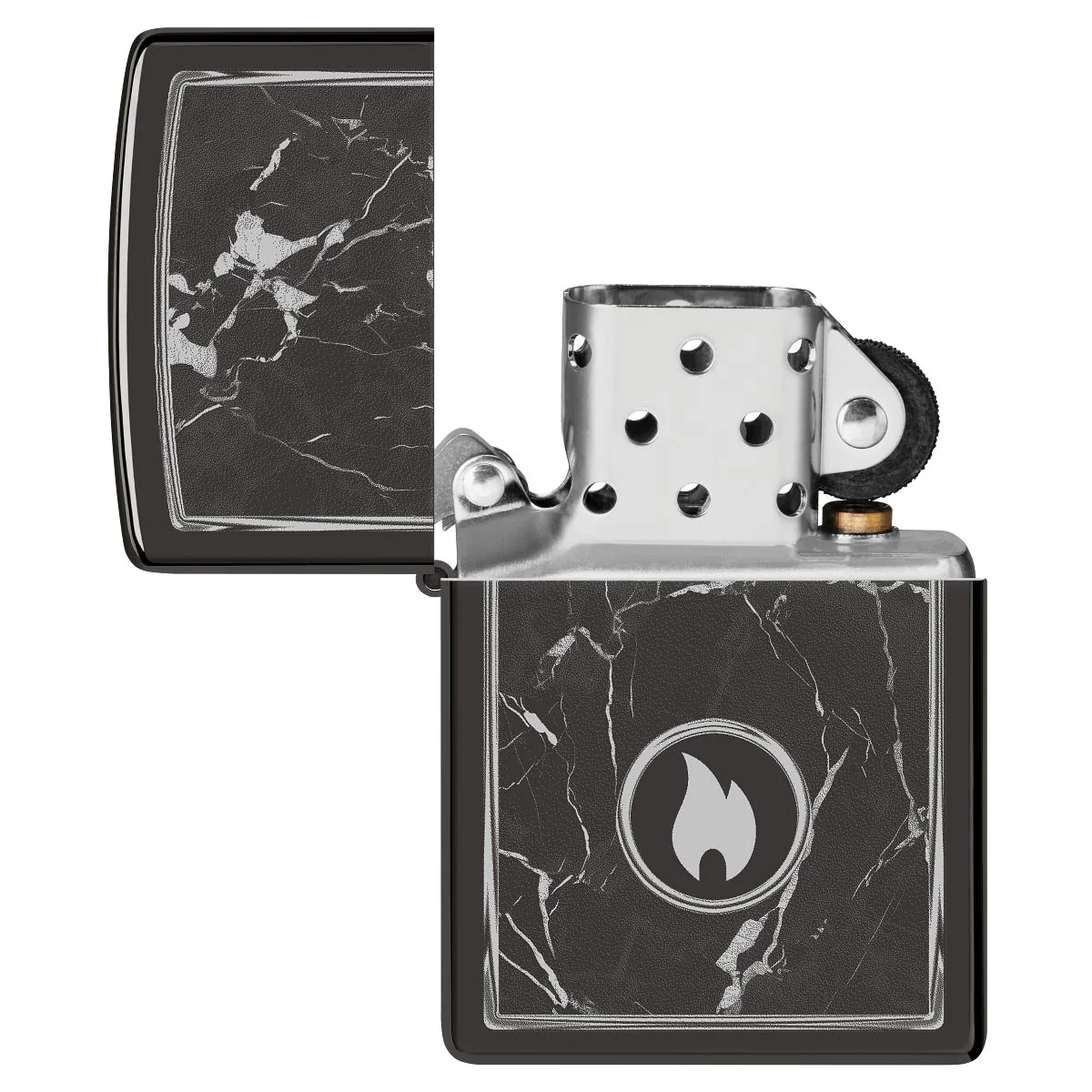 Zippo Lighter: Marble Flame Design, Photo Image - High Polish Black 46571 - Image 4