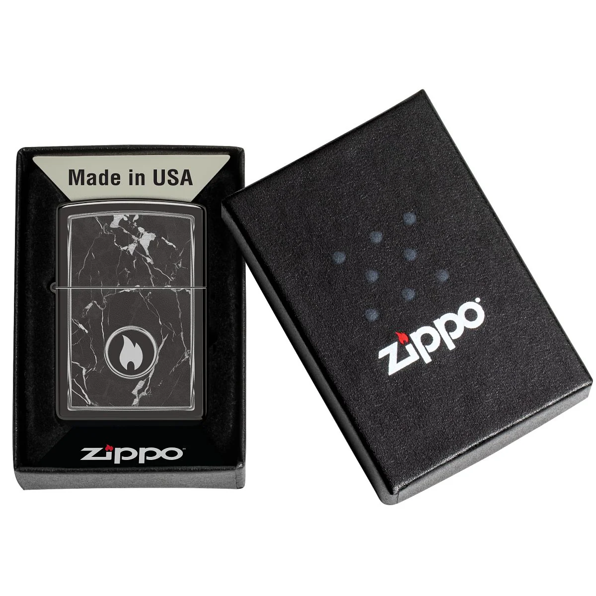 Zippo Lighter: Marble Flame Design, Photo Image - High Polish Black 46571 - Image 6