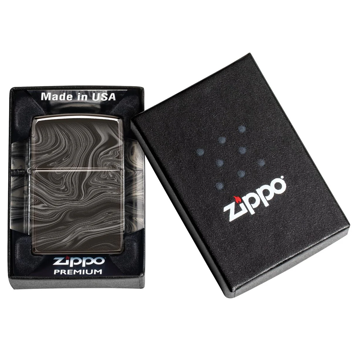Zippo Lighter: Marble Pattern - High Polish Black 49812 - Image 10