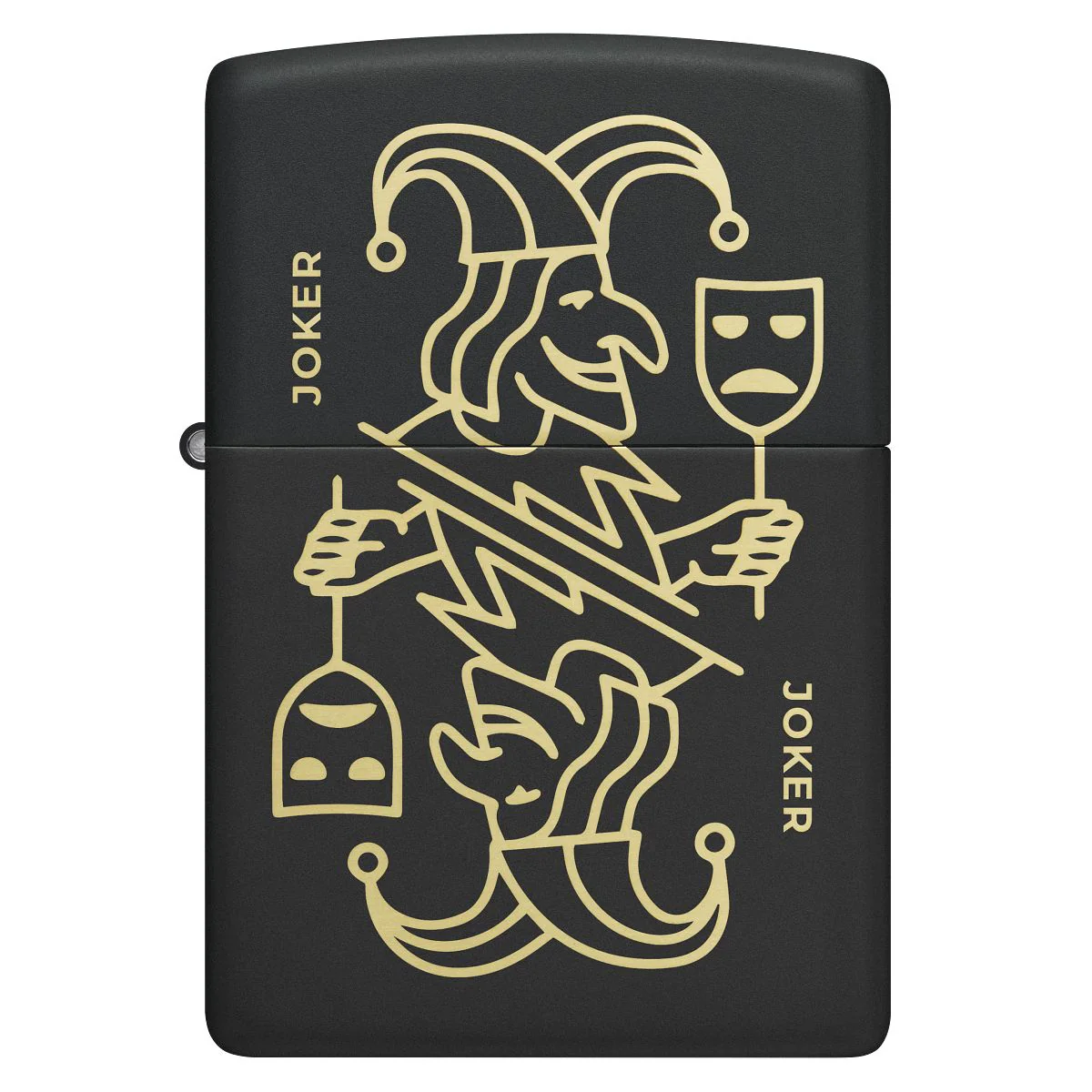 Zippo Lighter: Masked Joker Design, Engraved - Black Matte 46290 - Image 2
