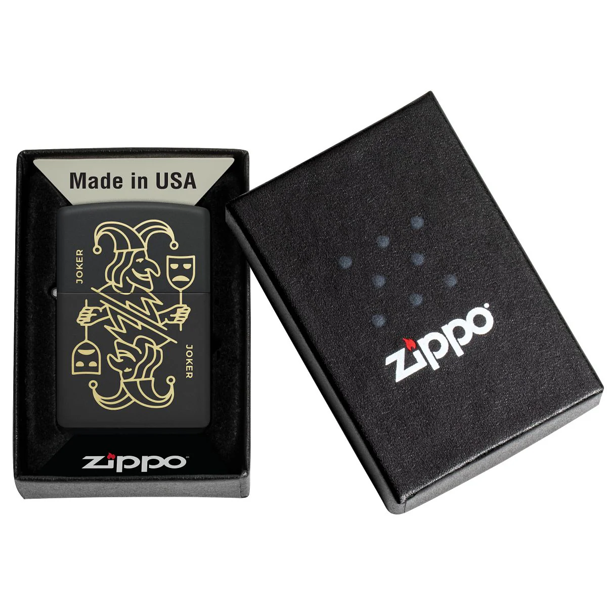 Zippo Lighter: Masked Joker Design, Engraved - Black Matte 46290 - Image 6
