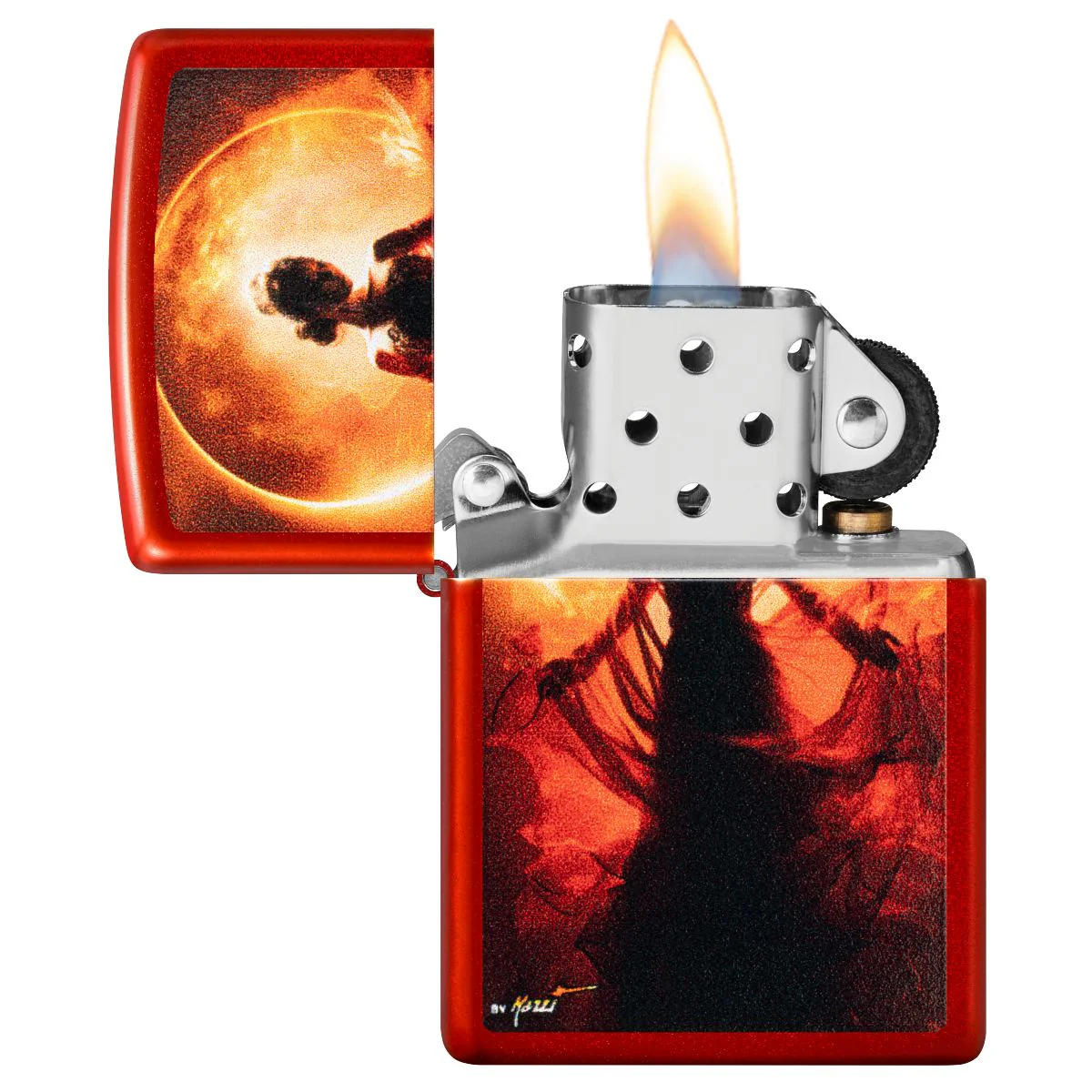 Zippo Lighter: Mazzi Woman Silhouette - Metallic Red 46410 - Image 3