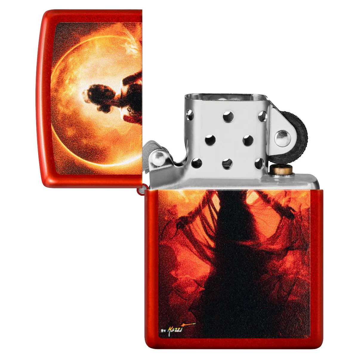 Zippo Lighter: Mazzi Woman Silhouette - Metallic Red 46410 - Image 4