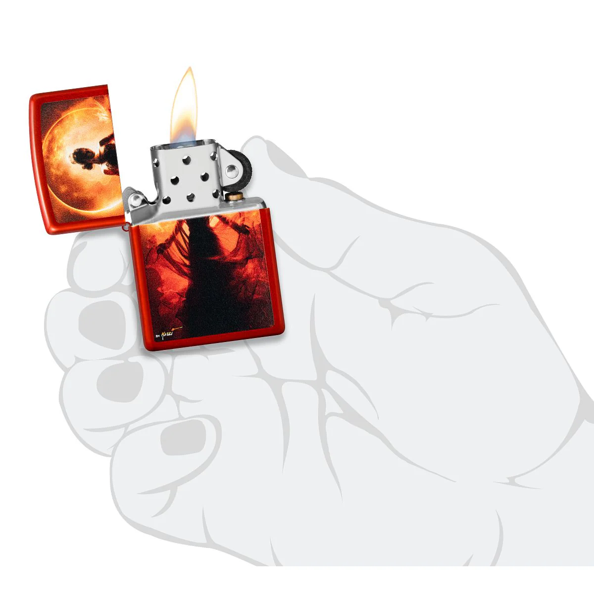 Zippo Lighter: Mazzi Woman Silhouette - Metallic Red 46410 - Image 5