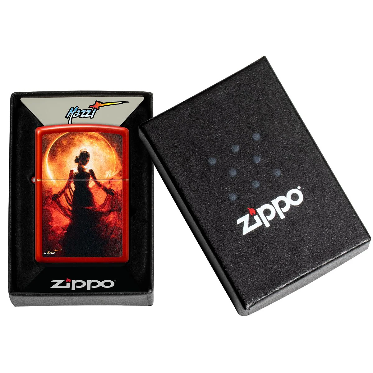 Zippo Lighter: Mazzi Woman Silhouette - Metallic Red 46410 - Image 6