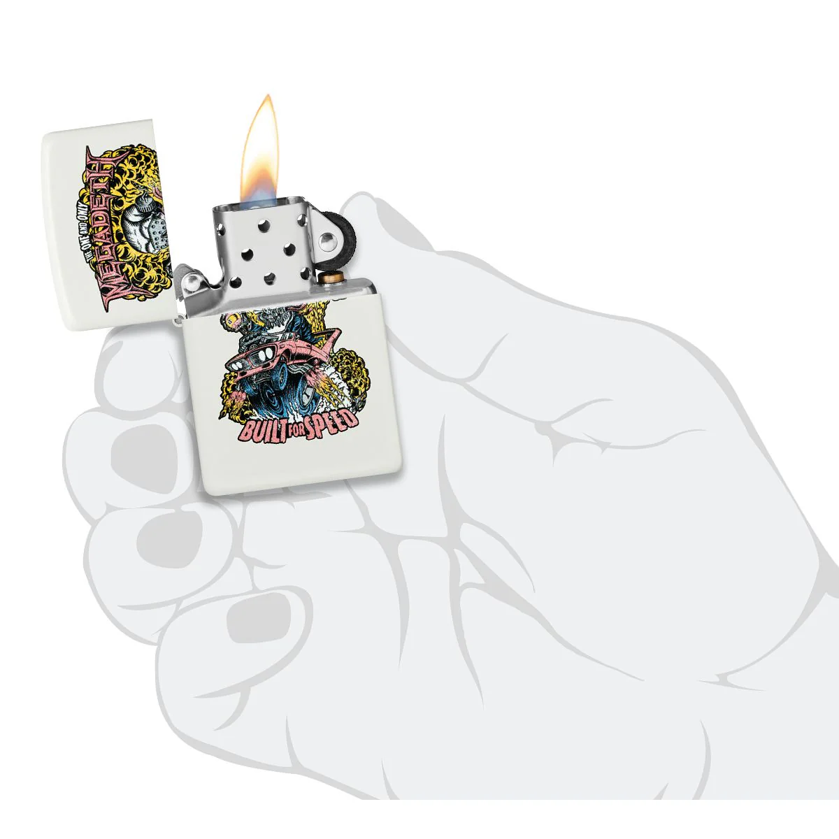 Zippo Lighter: Megadeth, Built for Speed - White Matte 47237 - Image 5