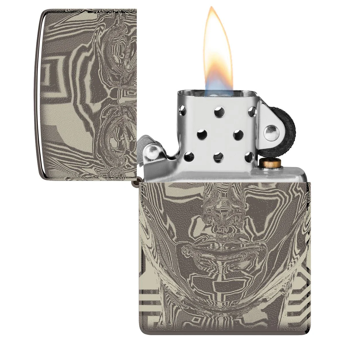 Zippo Lighter: Metal Head Design - Black Ice 46357 - Image 6