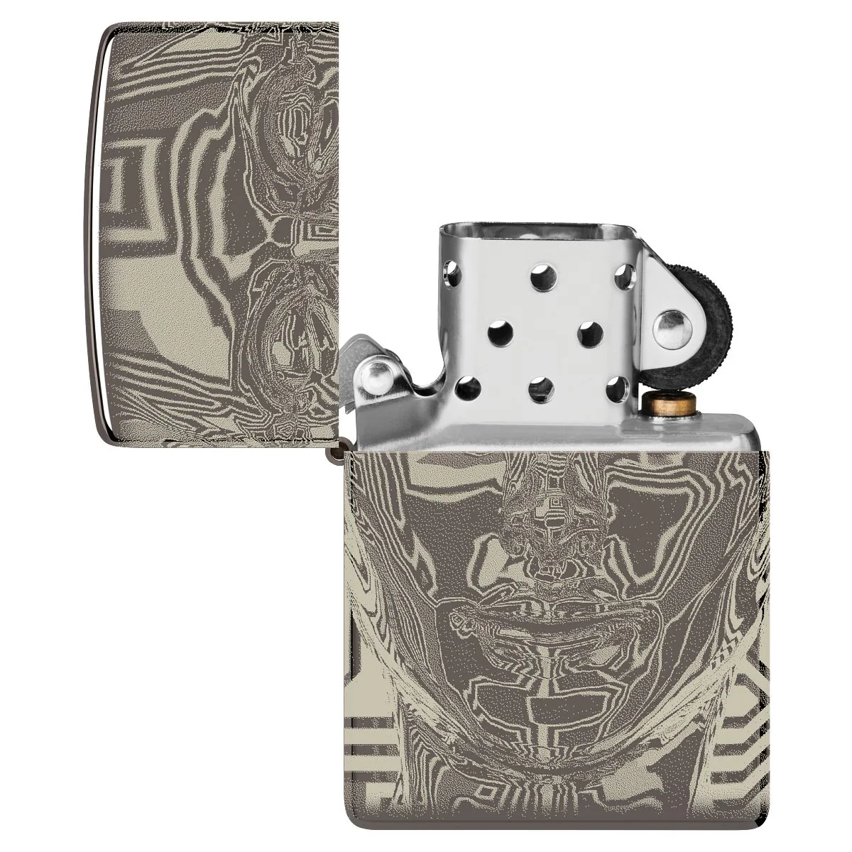 Zippo Lighter: Metal Head Design - Black Ice 46357 - Image 7