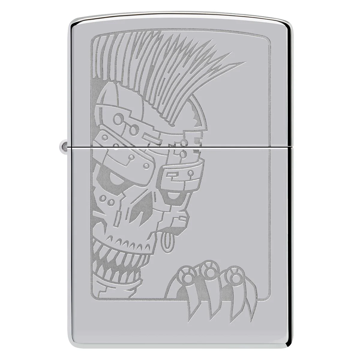 Zippo Lighter: Mohawk Skull Design, Engraved - High Polish Chrome 46426 - Image 2