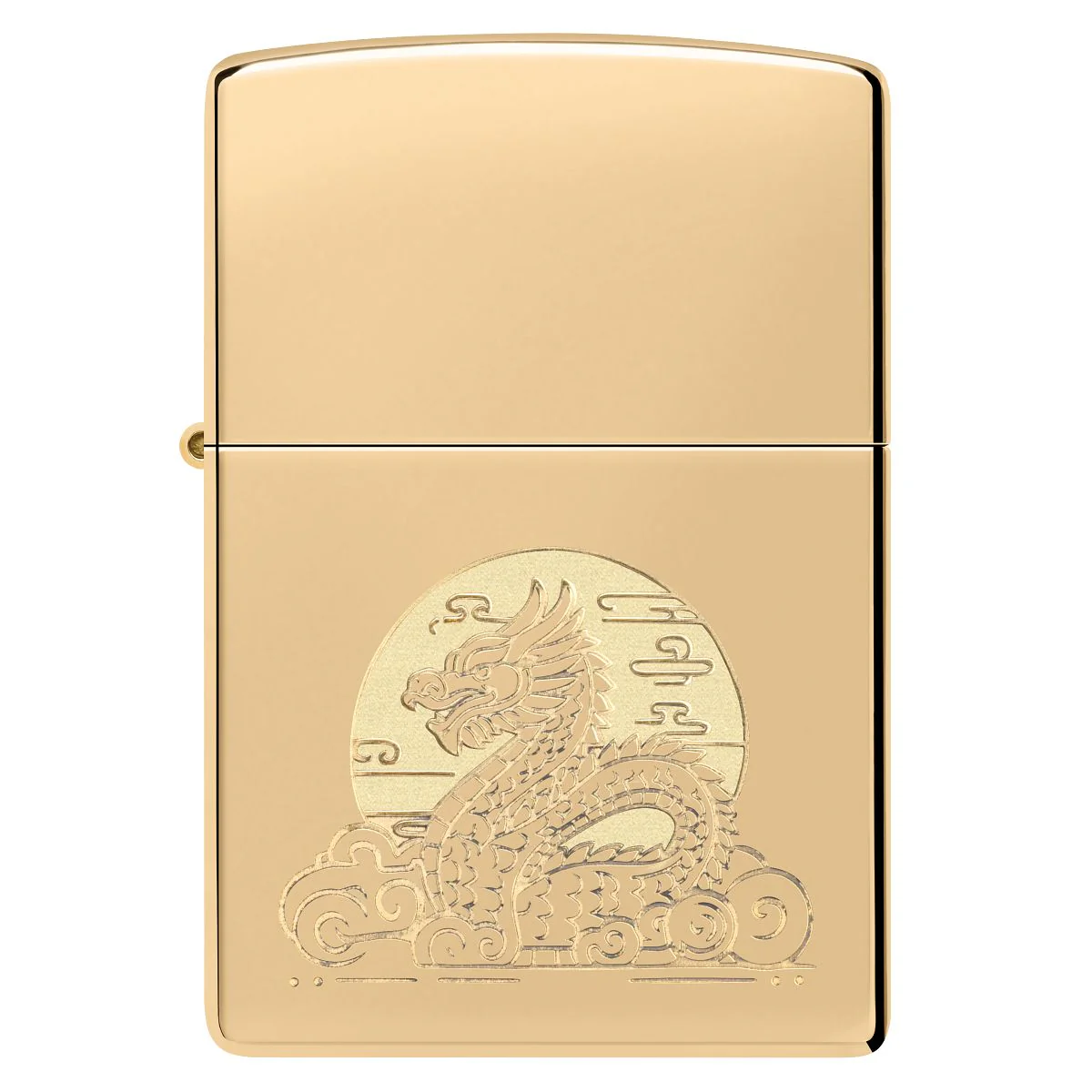 Zippo Lighter: Moon Dragon Design, Engraved - High Polish Brass 47147 - Image 2