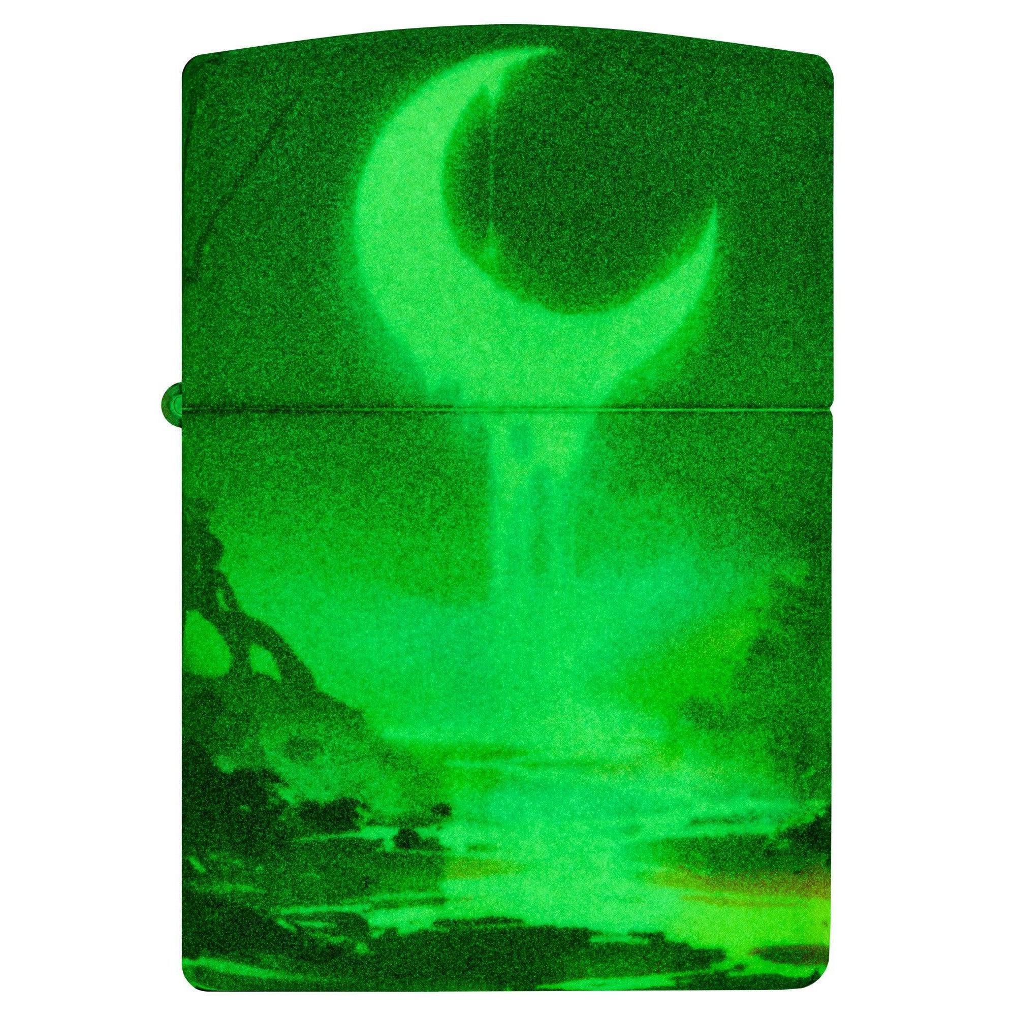 Zippo Lighter: Moon Dream Design, 540 Color - Glow-in-the-Dark Green 46259 - Image 5