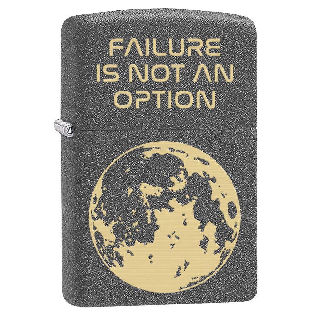 Zippo Lighter: Moon, Failure is Not an Option, Engraved - Iron Stone 80689