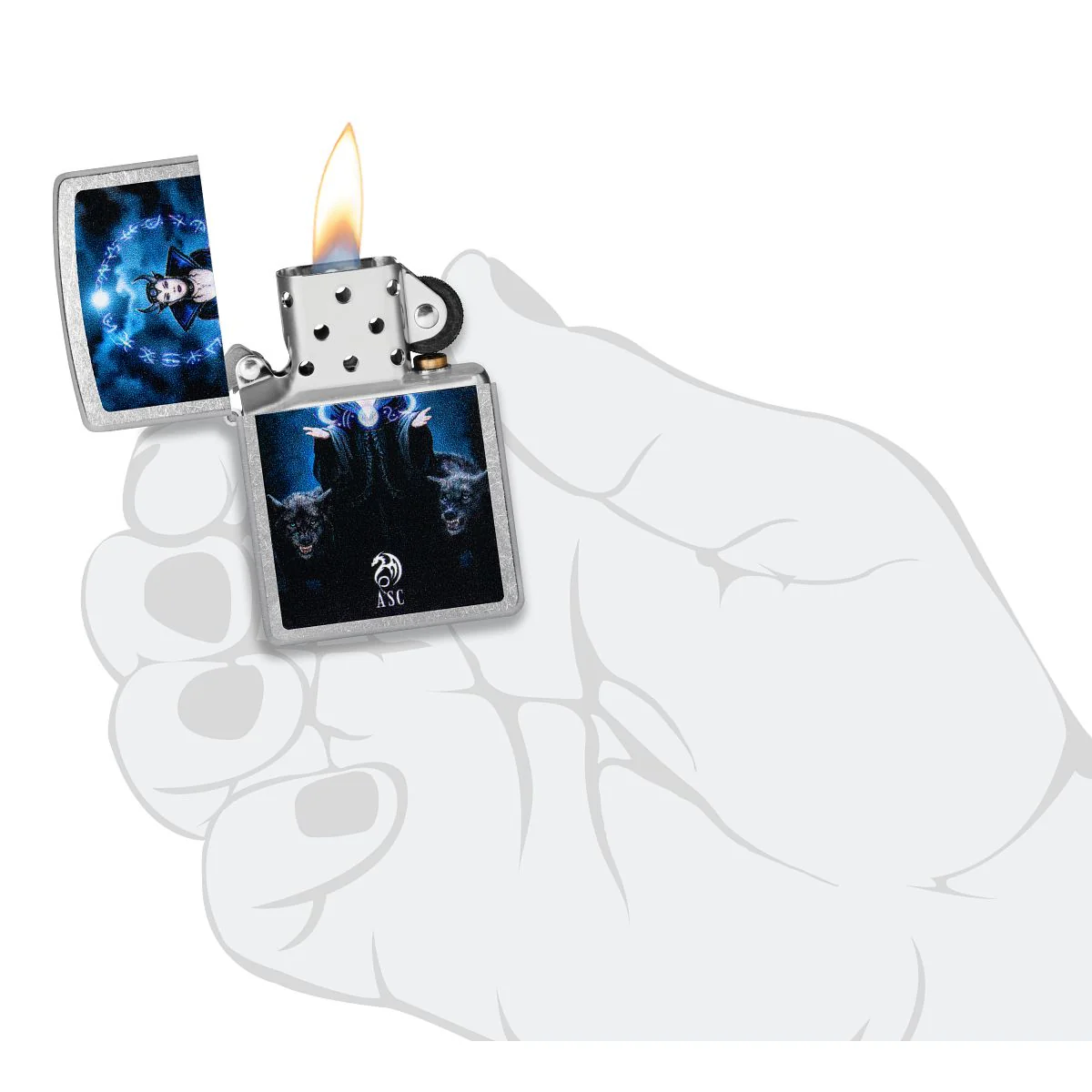 Zippo Lighter: Moon Witch by Anne Stokes - Street Chrome 47084 - Image 5