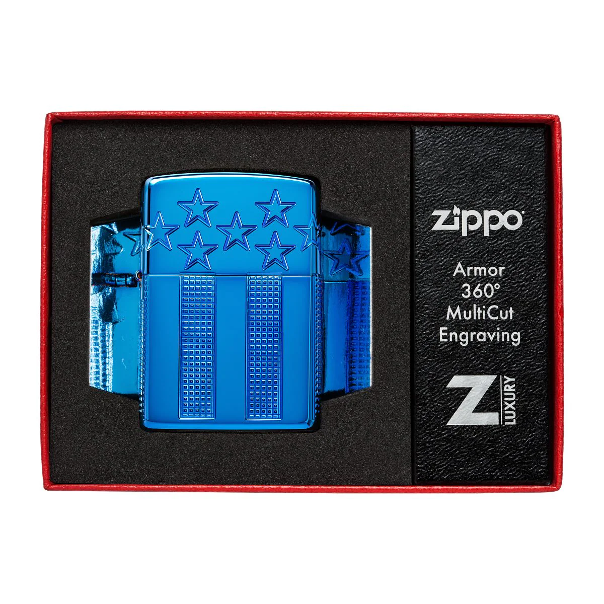 Zippo Lighter: MultiCut American Flag - High Polish Blue 46929 - Image 10