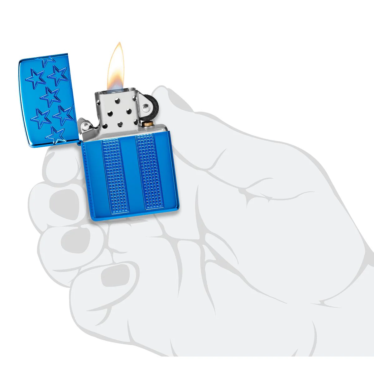 Zippo Lighter: MultiCut American Flag - High Polish Blue 46929 - Image 9