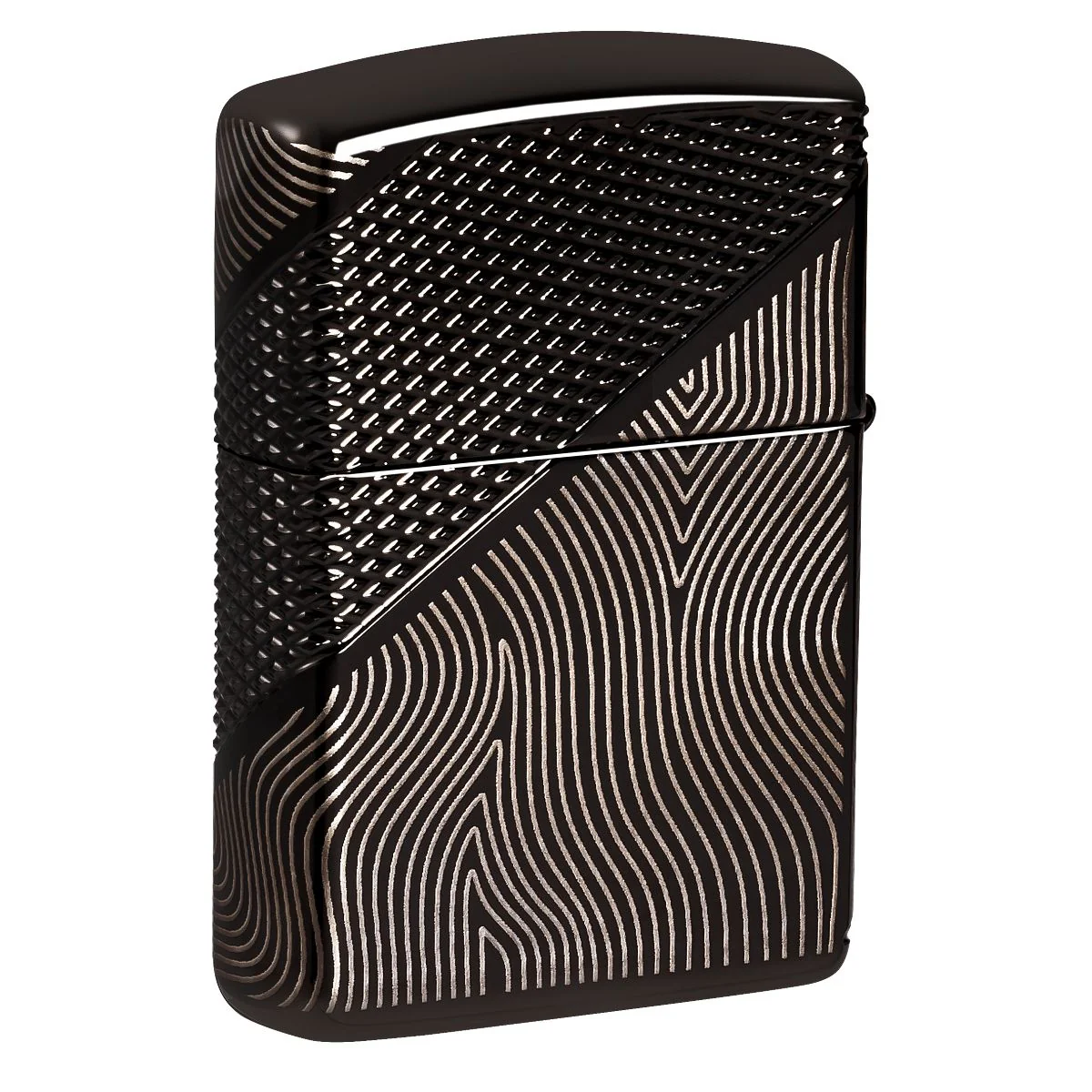 Zippo Lighter: MultiCut Z Pattern with Crystal - High Polish Black 46928 - Image 2