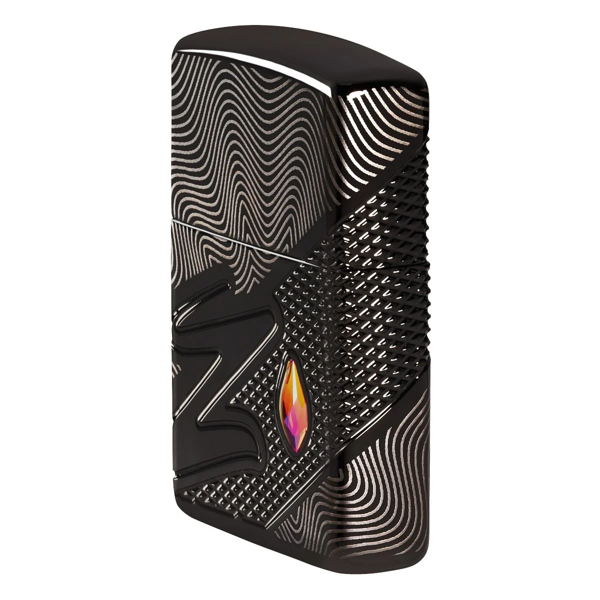Zippo Lighter: MultiCut Z Pattern with Crystal - High Polish Black 46928 - Image 3