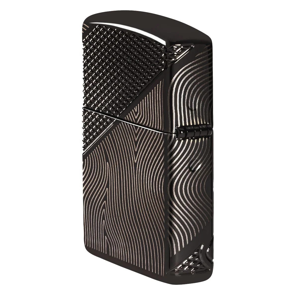 Zippo Lighter: MultiCut Z Pattern with Crystal - High Polish Black 46928 - Image 4