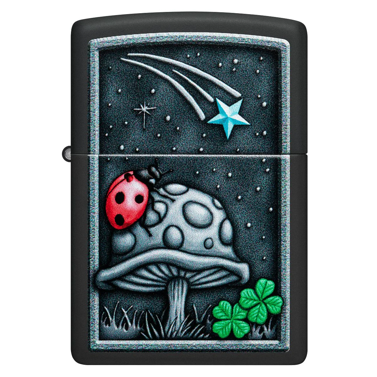 Zippo Lighter: Mushroom with Ladybug - Black Matte 48724 - Image 2