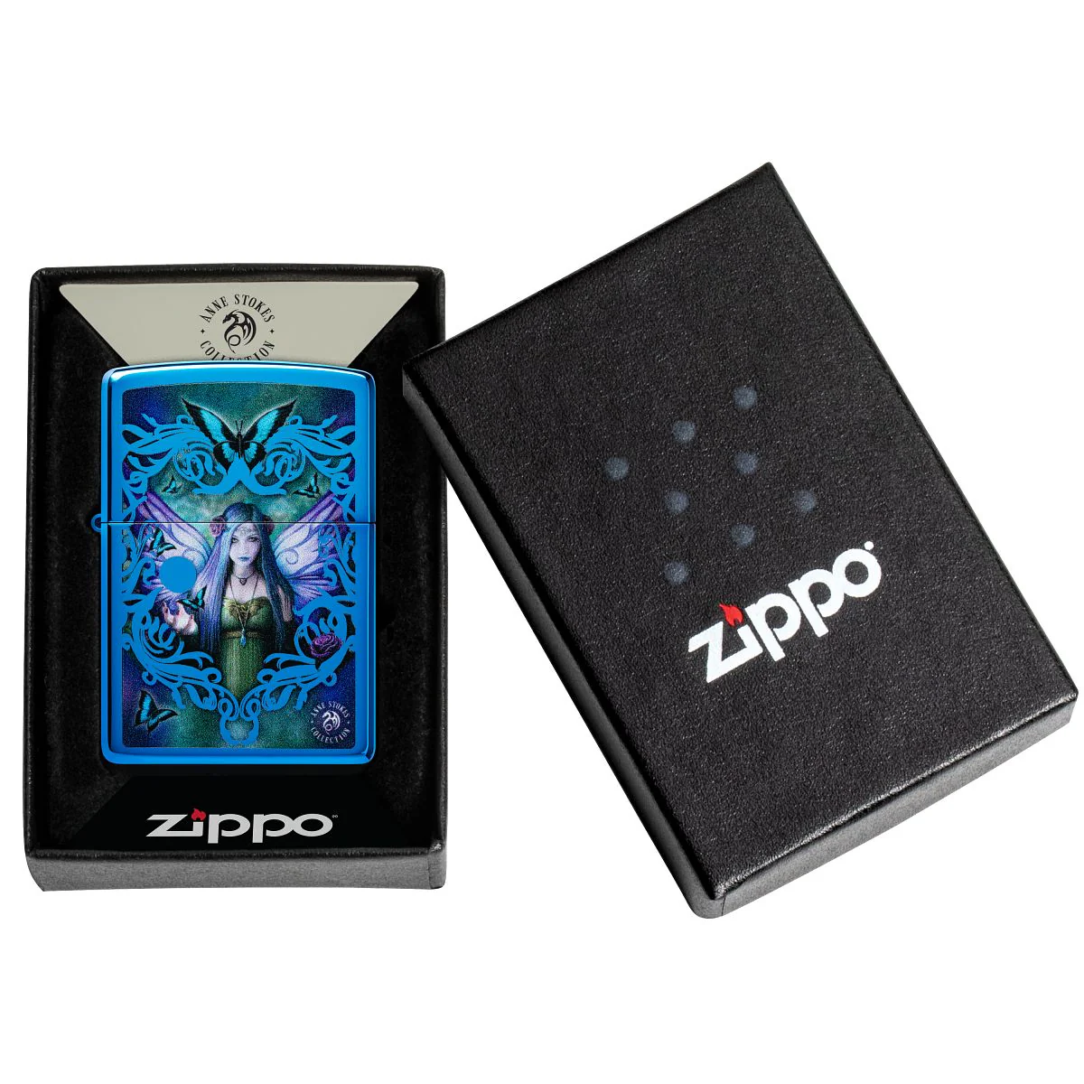Zippo Lighter: Mystic Aura Fairy by Anne Stokes - High Polish Blue 48985 - Image 6