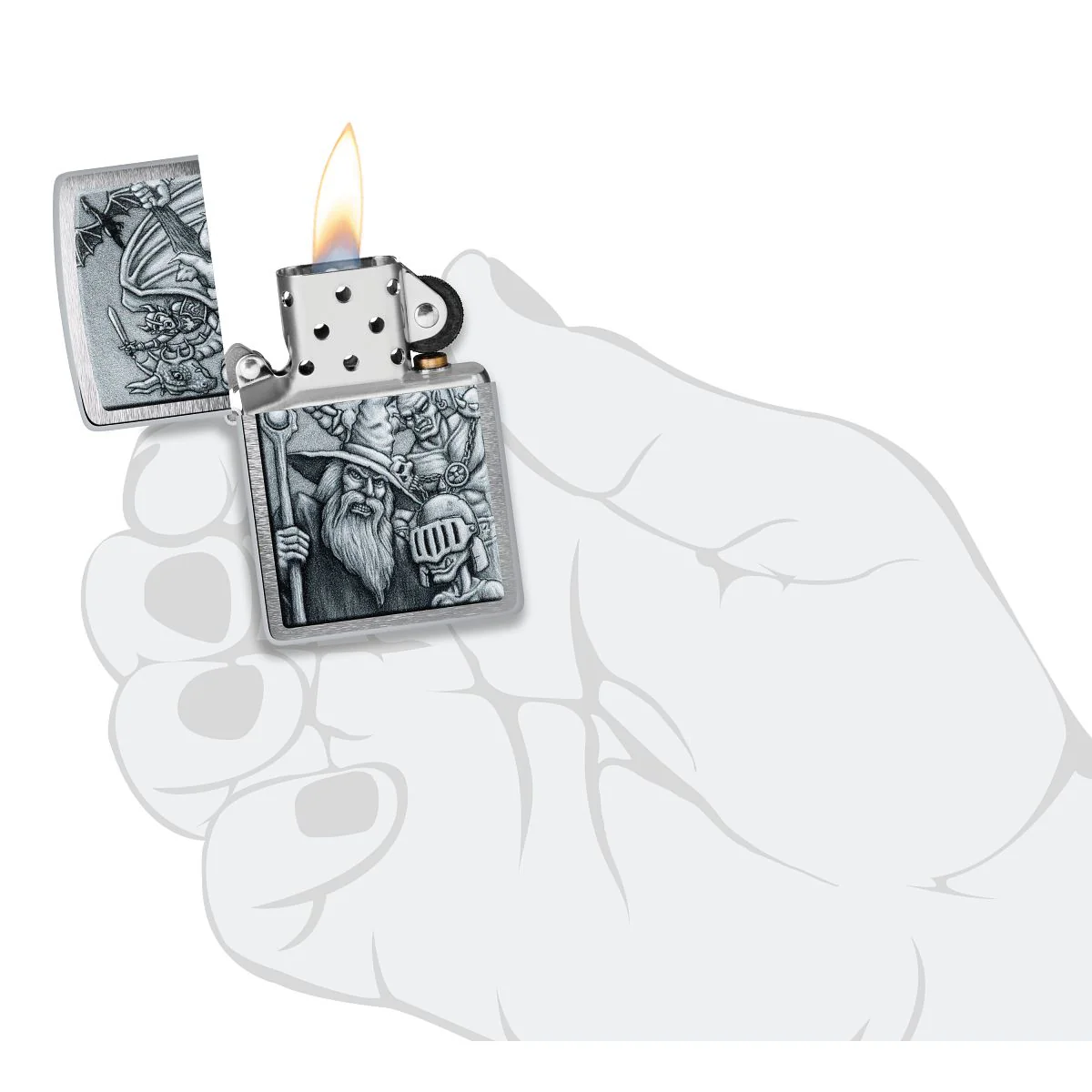 Zippo Lighter: Mystical Beings - Brushed Chrome 46579 - Image 5