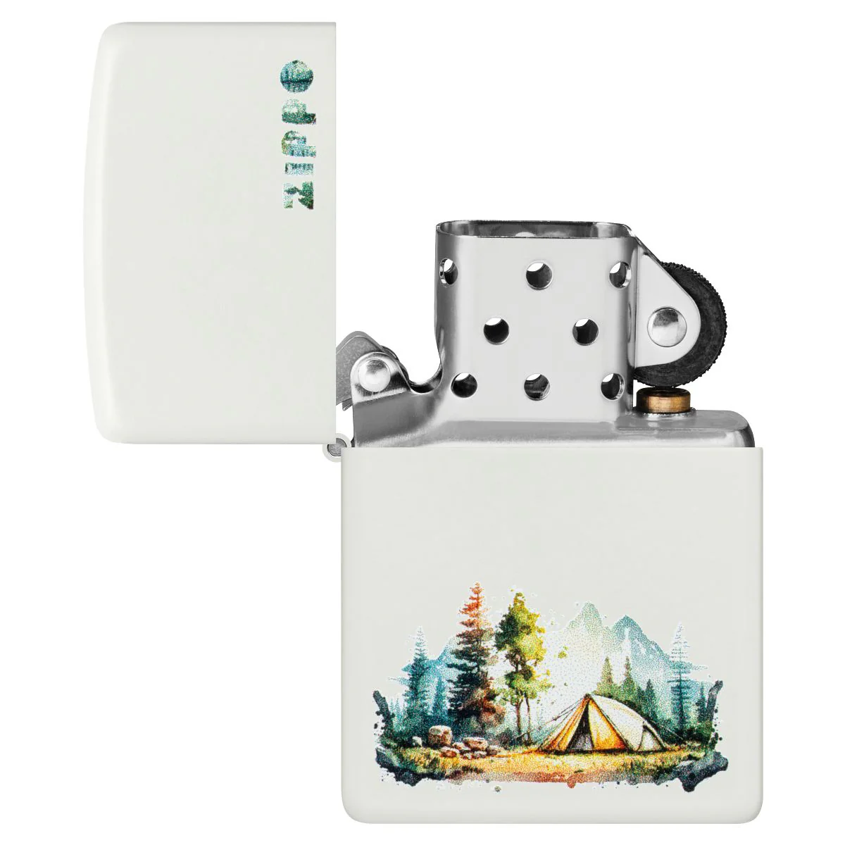 Zippo Lighter: Nature Retreat Design - White Matte 46474 - Image 4