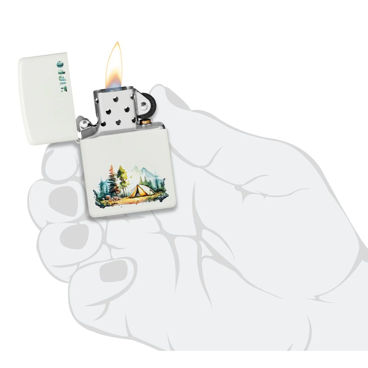 Zippo Lighter: Nature Retreat Design - White Matte 46474 - Image 5