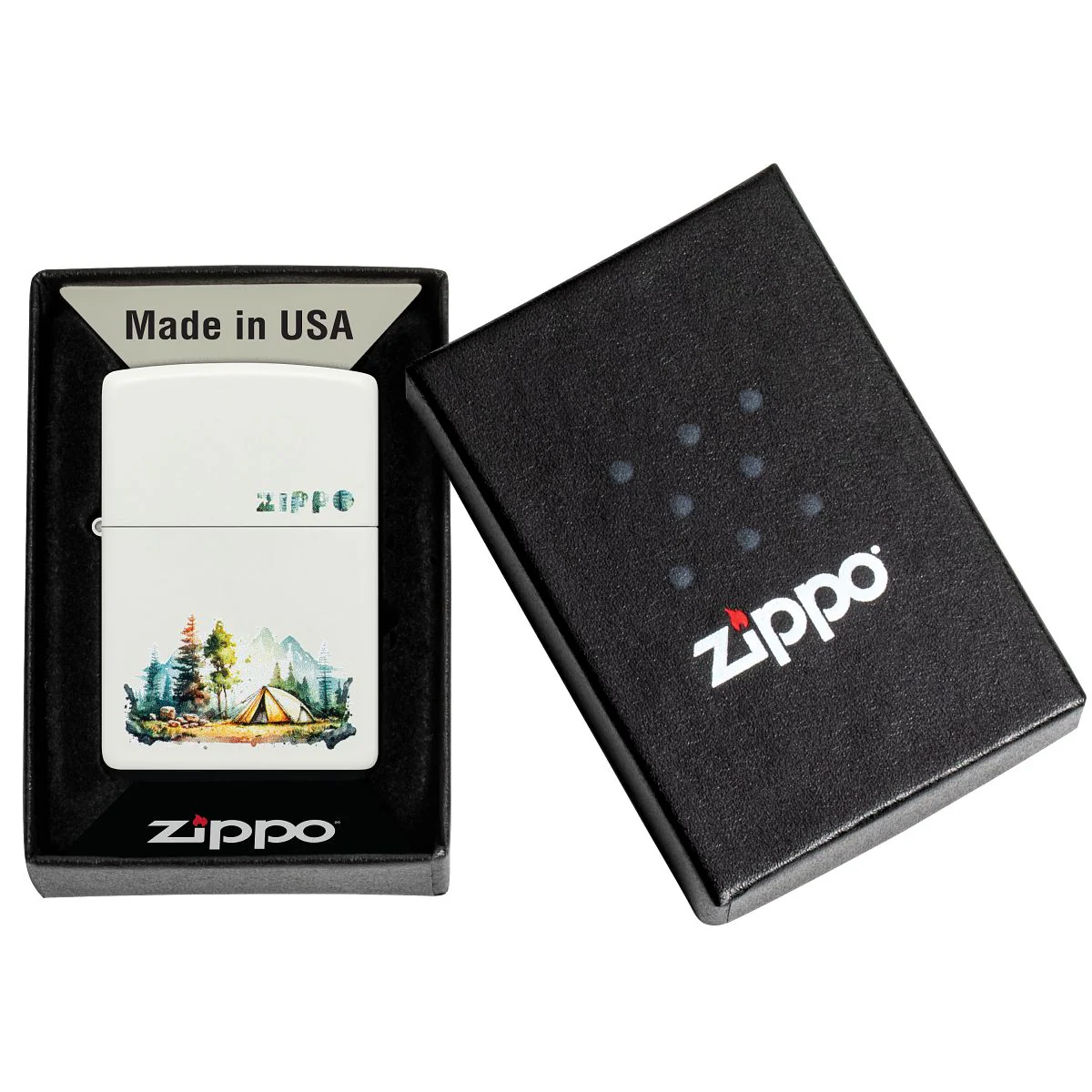 Zippo Lighter: Nature Retreat Design - White Matte 46474 - Image 6