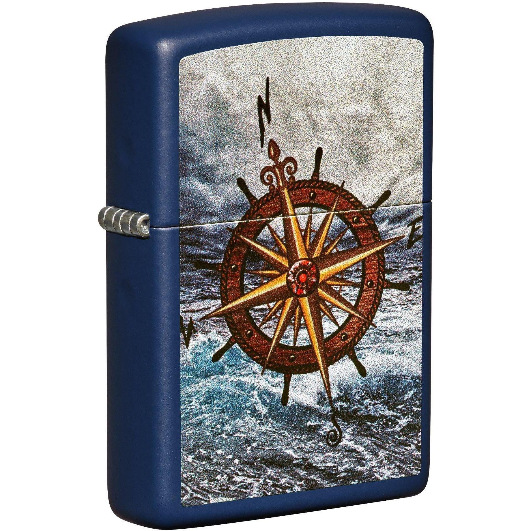 Zippo Lighter: Nautical Compass - Navy Matte 81626