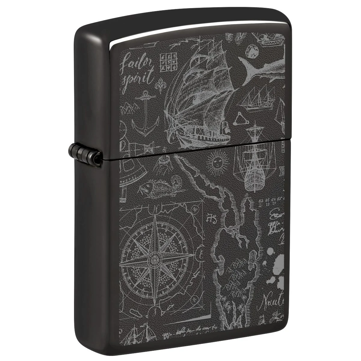 Zippo Lighter: Nautical Design - High Polish Black 46910