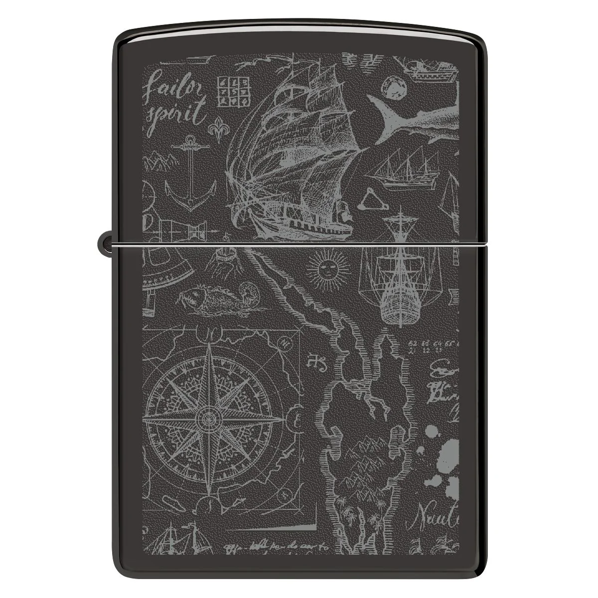 Zippo Lighter: Nautical Design - High Polish Black 46910 - Image 2