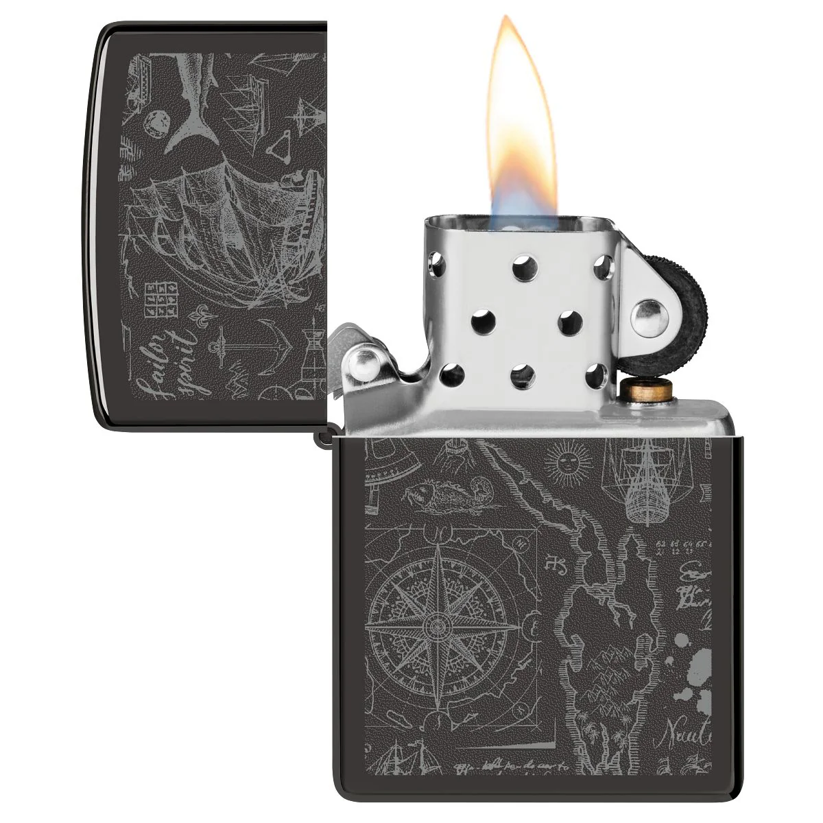 Zippo Lighter: Nautical Design - High Polish Black 46910 - Image 3