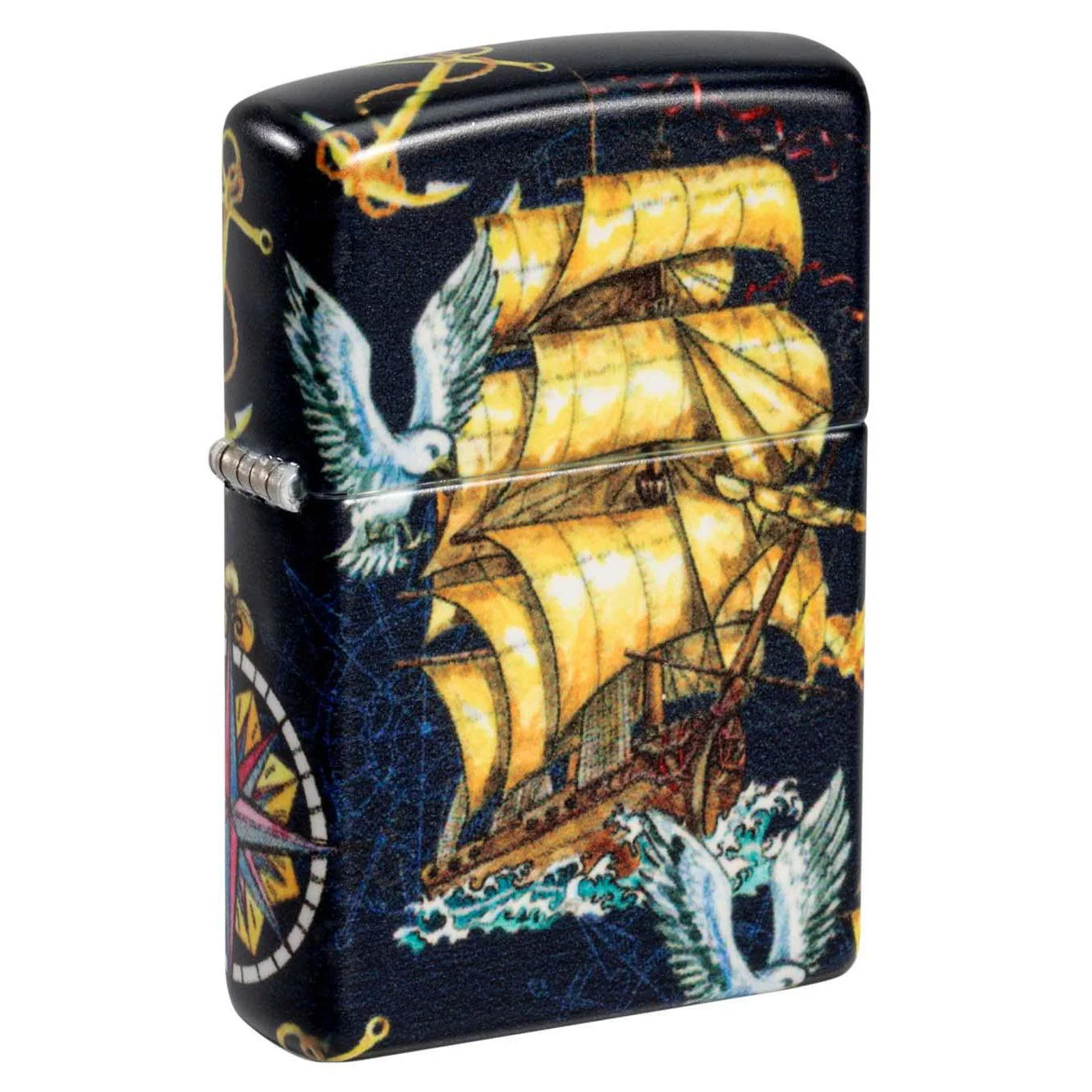 Zippo Lighter: Nautical Design With Ship - 540 White Matte 48813