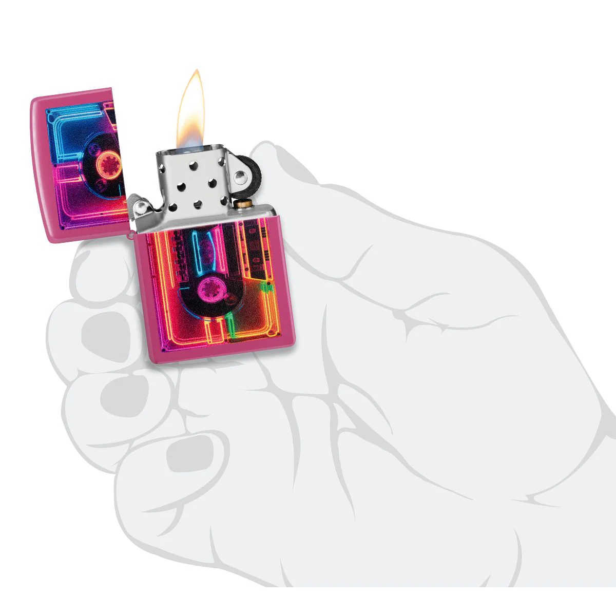 Zippo Lighter: Neon Cassette Tape - Frequency 46693 - Image 5