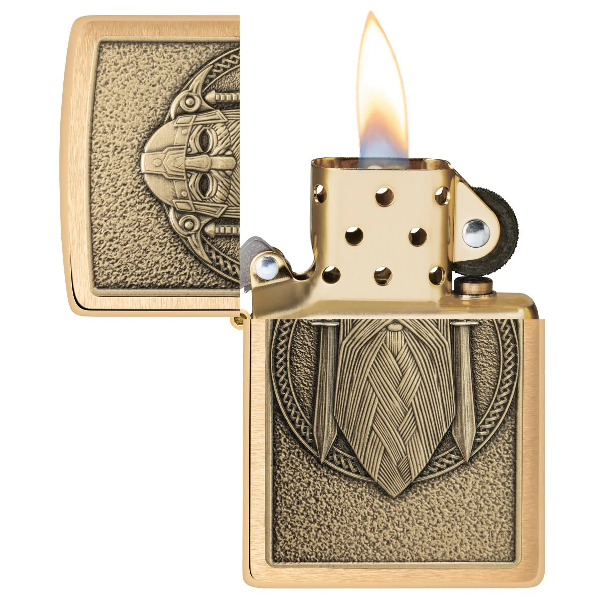 Zippo Lighter: Odin Emblem - Brushed Brass 46856 - Image 3